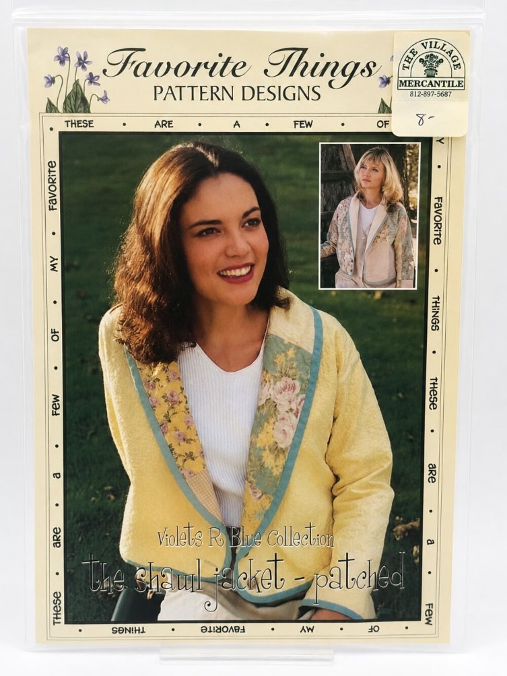 Favorite Things Pattern Designs Violets R Blue Shawl Jacket Patched Sewing Patte